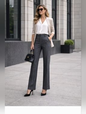 Windsor Gray Virgin Wool Angora Dress Pants EU 38 US 6 Tailored Straight Leg